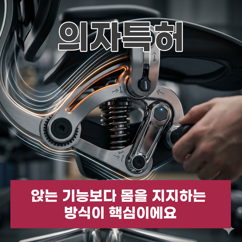 의자특허, 앉는 기능보다 몸을 지지하는 방식이 핵심이에요